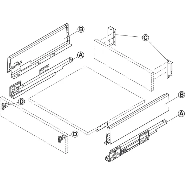 Stalčių šonai MX BOX S H120mm, L350mm, 35kg SF pilka