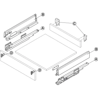 Stalčių šonai MX BOX S H84mm, L350mm, 35kg SF balta
