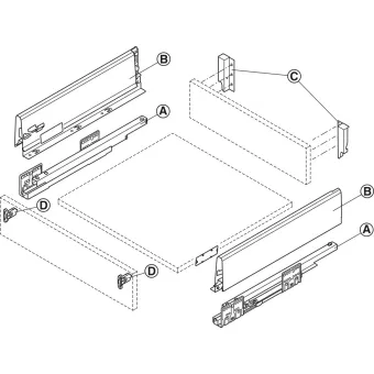 Stalčių šonai MX BOX S H120mm, L400mm, 35kg SF antracitas