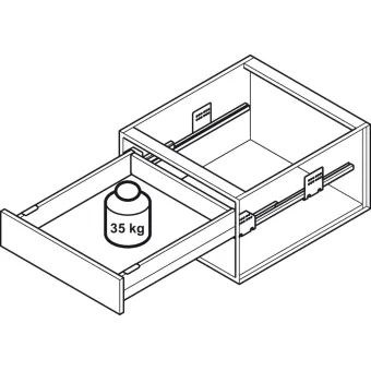 Drawer side runner system, Häfele Matrix Box S35, drawer side height L84mm, load bearing capacity 35kg