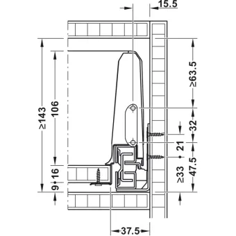 Stalčių šonai MX BOX S H120mm, L450mm, 35kg SF pilka