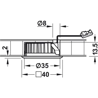 Recess mounted housing, for Häfele Loox3 and Häfele Loox5 LED drill hole Ø35mm