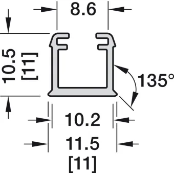 Profile for recess mounting, Häfele Loox5 profile 1101 for 8mm LED strip lights