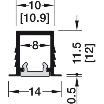 Profile for recess mounting, Häfele Loox5 profile 1104 for LED strip lights