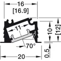 Profile for recess mounting, Häfele Loox5 profile 1106 for 5mm LED strip lights