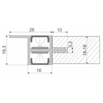 Recess mounted profile, double sided, for LED strip, L3500mm aluminum