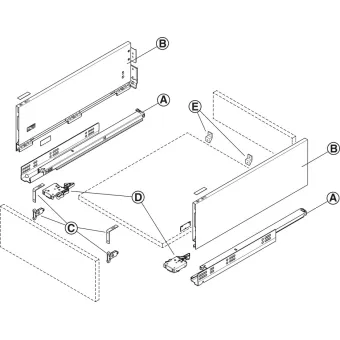 Drawer set Matrix Box Slim A Synchro, H175mm L270mm 30kg soft-close white