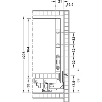 Stalčių šonai Matrix Box Slim A Synchro, H175mm, L300mm, 30kg, švelnaus uždarymo, antracitas