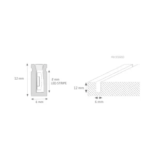 Profilis silikoninis FlexLine 8mm, LED juostai, 10m, balta