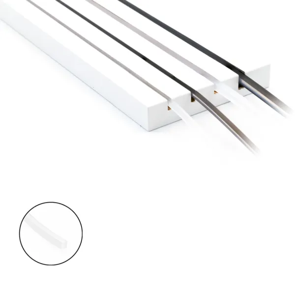 Silicone light diffuser FlipLens, for 3mm COB LED strip, 10m, white
