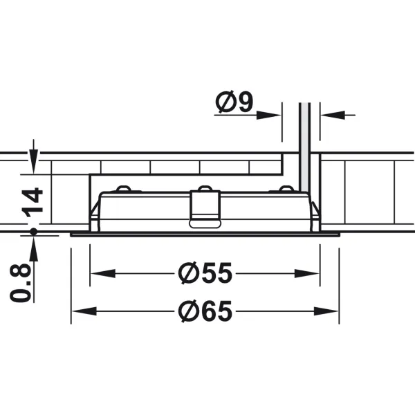 Recess mounted light, Häfele Loox LED 2048 12V 3-pin (multi-white) drill hole Ø55mm, steel