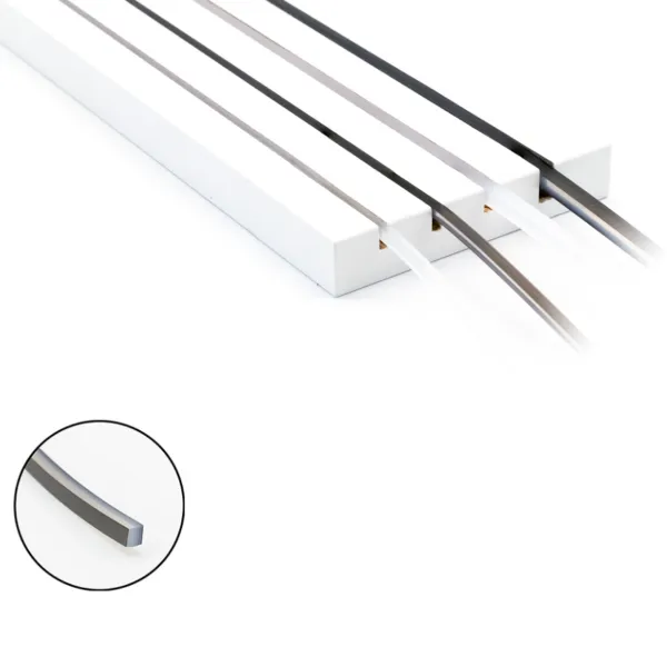 Silicone light diffuser FlipLens, for 5mm COB LED strip, 10m, black