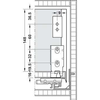 Stalčių šonai Matrix Box Slim A Synchro, H175mm, L350mm, 30kg, švelnaus uždarymo, pilka