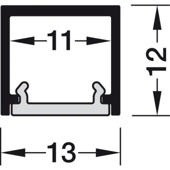 Profile for under mounting, Häfele Loox5 profile 2102 for 8mm LED strip lights