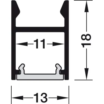 Profile for under mounting, Häfele Loox5 profile 2103 for 8mm LED strip lights