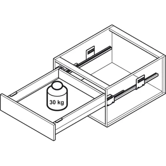 Drawer set Matrix Box Slim A Synchro, H89mm L400mm 30kg soft-close white
