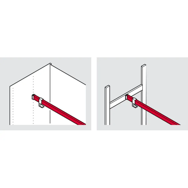 Wardrobe rail, Häfele Dresscode profile 5104 for LED strip lights 8mm