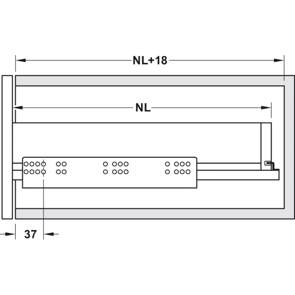 Concealed runner, Synchro, full extension, load bearing capacity up to 30kg, steel, coupling instal