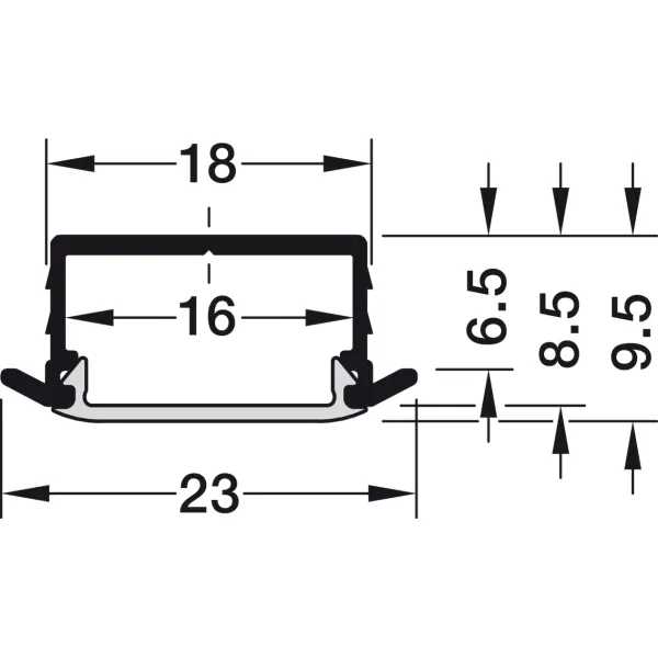 Profilis įfrezuojamas 1190, 10mm, LED juostai, L2500mm, aliuminis, Loox