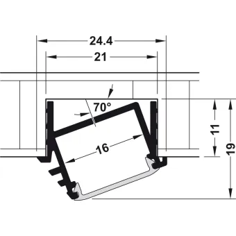 Profile for recess mounting, Häfele Loox Profile 1192
