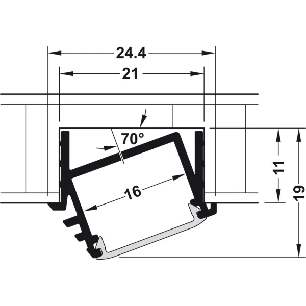 Profilis LED juostai įfrezuojamas kampinis PF5 L2500mm, aliuminis