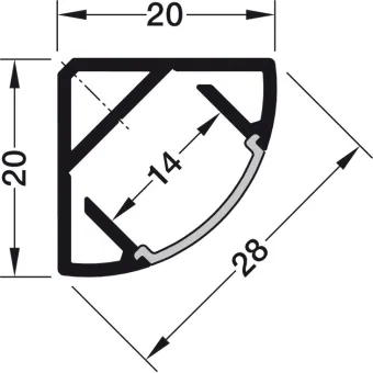 Corner profile, Häfele Loox Profile 2195 for LED strip lights 10mm