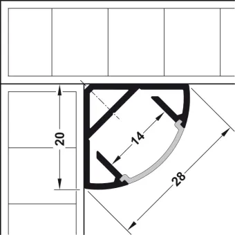 Corner profile, Häfele Loox Profile 2195 for LED strip lights 10mm