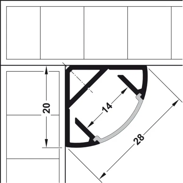 Corner profile, Häfele Loox Profile 2195 for LED strip lights 10mm