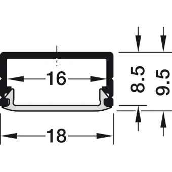 Profile for under mounting, Häfele Loox Profile 2190 for LED strip lights 10mm