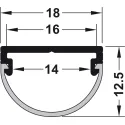 Profilis stalčiui išorinis LED juostai L2500mm, aliuminis
