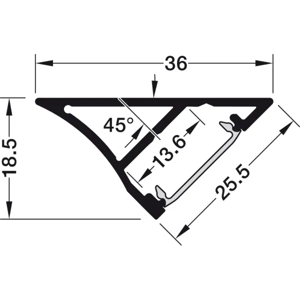 Profile for under mounting, Häfele Loox Profile 2193 for LED strip lights 8mm