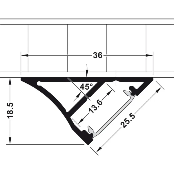 Profile for under mounting, Häfele Loox Profile 2193 for LED strip lights 8mm