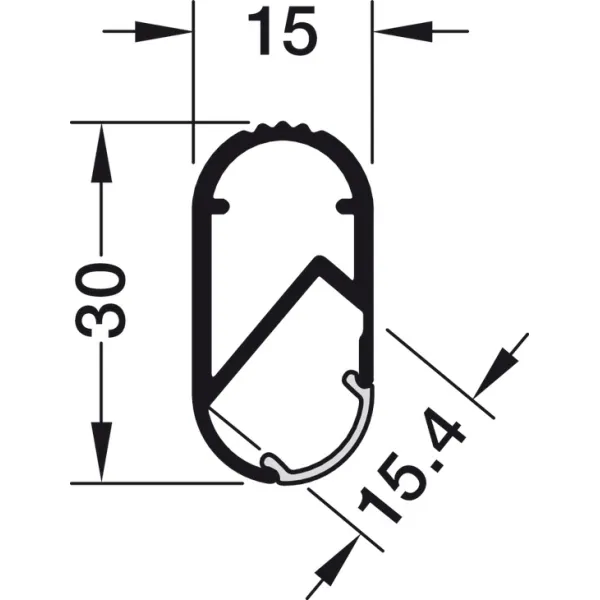 Wardrobe rail, Häfele Loox Profile 5105 for LED strip lights 10mm