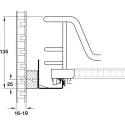 Base unit internal extension, installation behind hinged doors, roller bearing guided, shelf