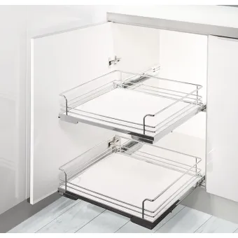 Base unit internal extension, installation behind hinged doors, roller bearing guided, pull-out wire