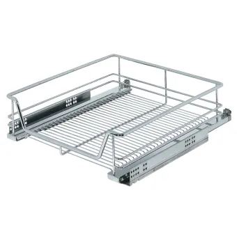 Base unit internal extension, installation behind hinged doors, roller bearing guided, pull-out wire