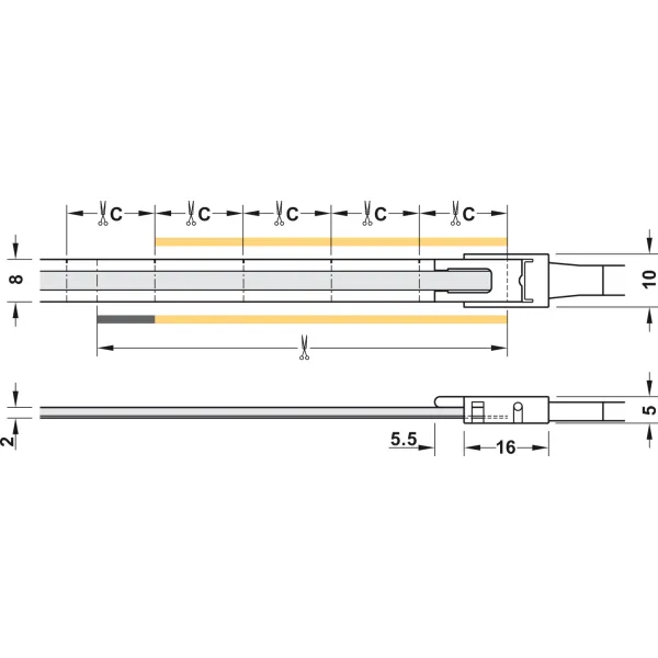COB LED strip light LED3104 Loox5, 24V, 8mm, monochrome, 9.6W/m, natural white 4000K, 5m