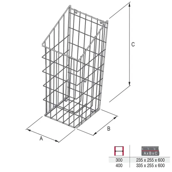 Laundry basket, for installation behind fronts, W300mm, white