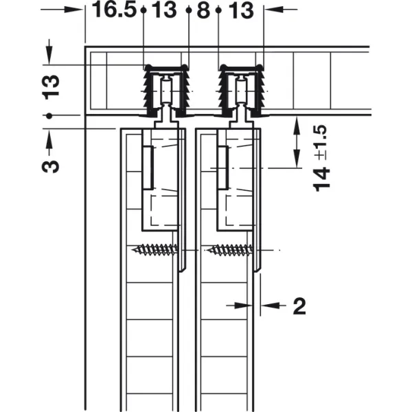 Kreipiančioji mažoms d. Slido F-Line21 20C / 11 12A HAFELE