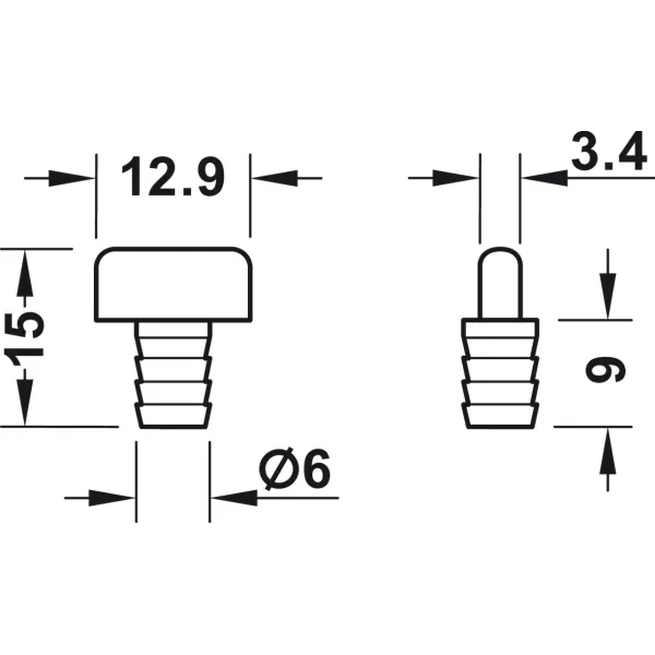 Guide, for press fitting into drill hole, Häfele Slido F-Line11 12A, Infront