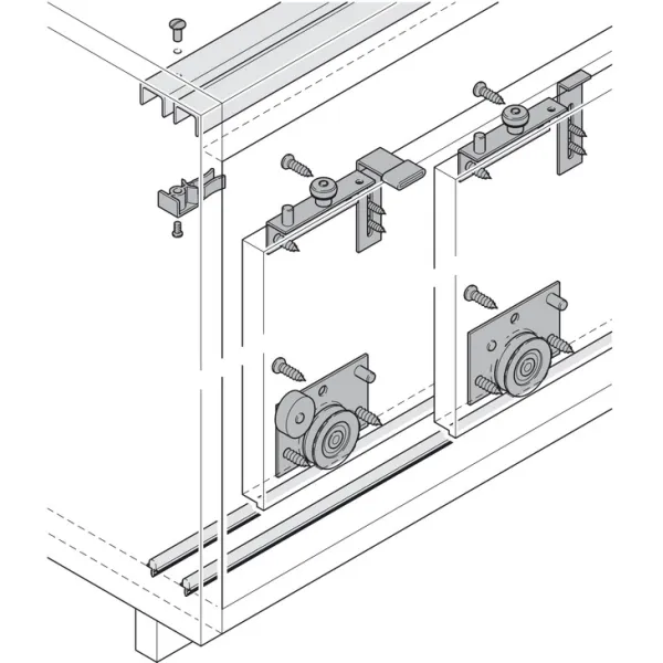 Sliding door fitting, Häfele Slido F-Line15 55A, set