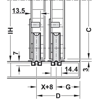 SDS Slido F-Line15 55A medinėms 2 durims, reguliuojama