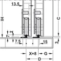 SDS Slido F-Line15 55A medinėms 3 durims, reguliuojama