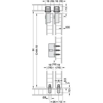 SDS Slido F-Line21 20C medinėms 1 durims su švelniu stabdymu 2 kryptimis
