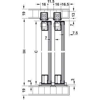 Sliding door fitting, Häfele Slido F-Line21 20F, set