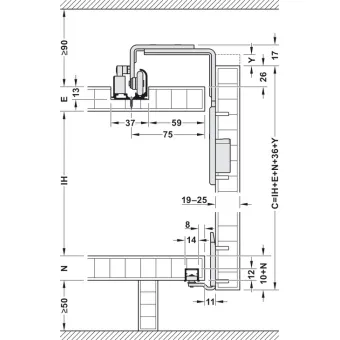 Sliding door fitting, Häfele Slido F-Line31 40A, set