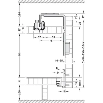Sliding door fitting, Häfele Slido F-Line31 40A, set