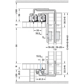 Sliding door fitting, Häfele Slido F-Line31 60A, set