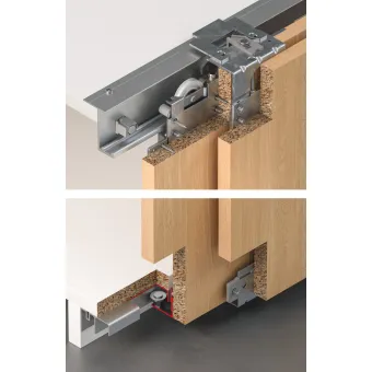 Sliding door fitting, Slido F-Line42 50A up to 4 doors, set