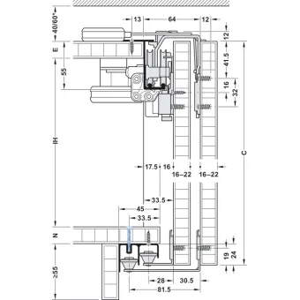 Sliding door fitting, Slido F-Line42 50A up to 4 doors, set